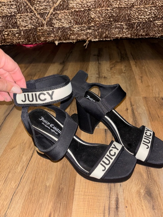 Juicy Couture Shoes - Juicy Couture Black and White Logo Platform Block Heels